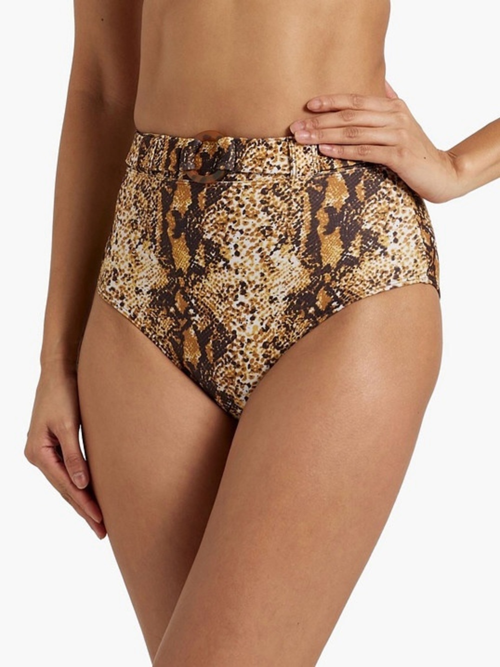 NWT Faithfull The Brand ‘Goa’ Belted High-Rise Bikini Briefs in “Dawn Animal” XS